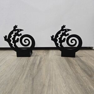 Set of 2 Black Lizard Tea Light Candle Holders